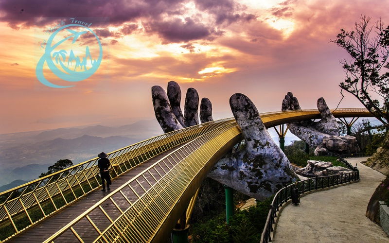cầu vàng chiều hoàng hôn